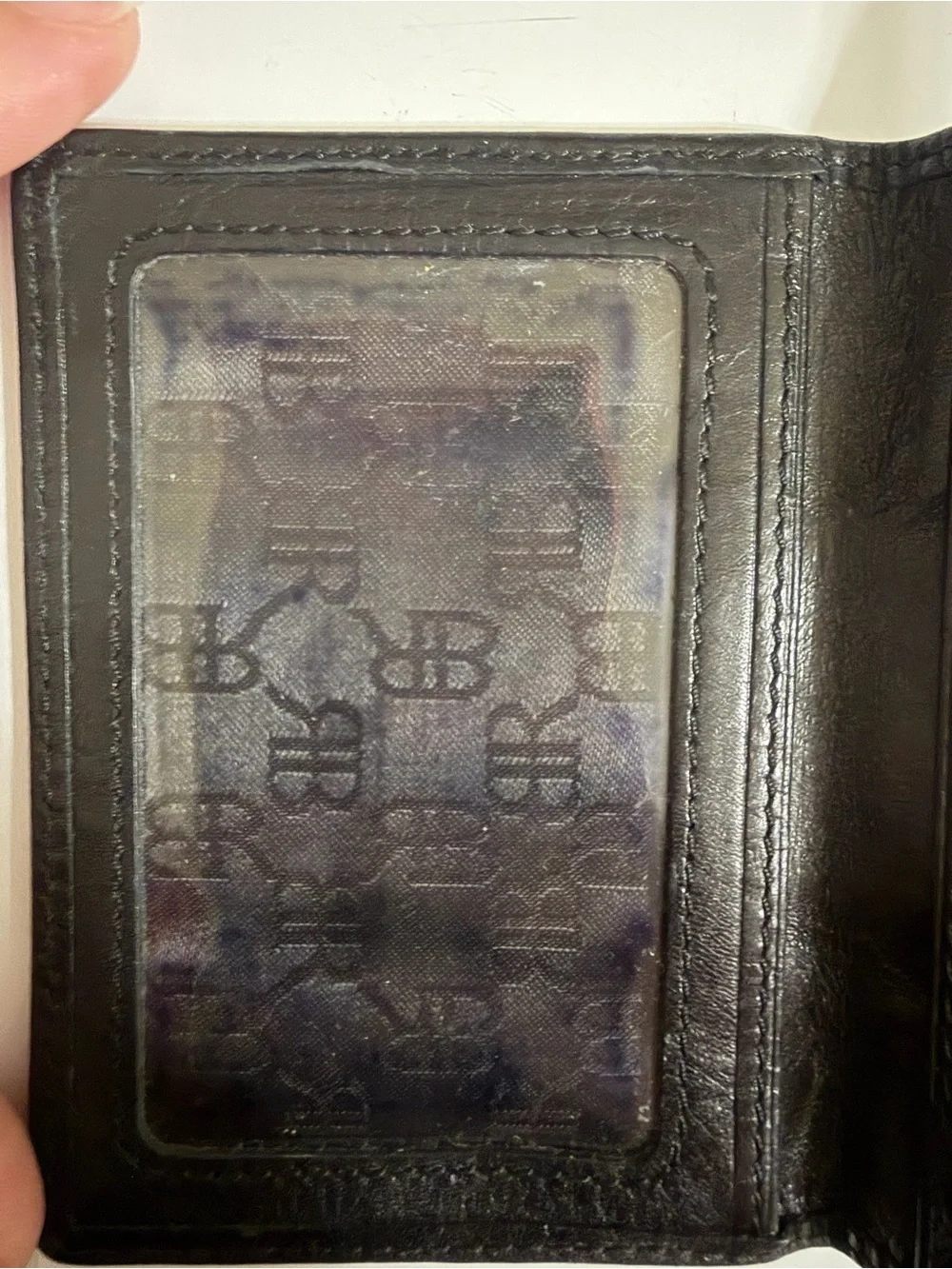 Banana Republic Black Leather Card Wallet with Striped Elastic